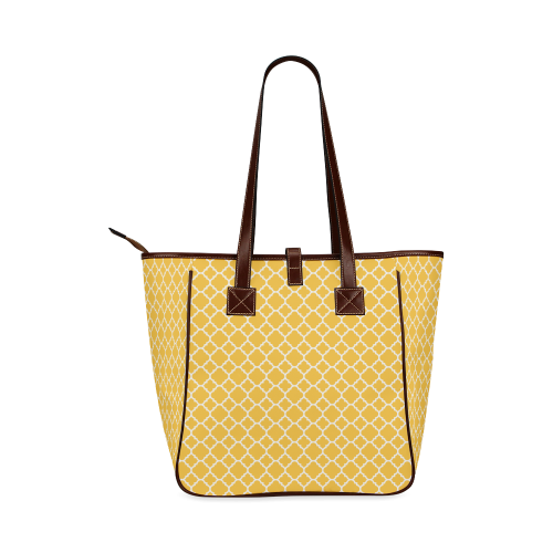 sunny yellow white quatrefoil classic pattern Classic Tote Bag (Model 1644)