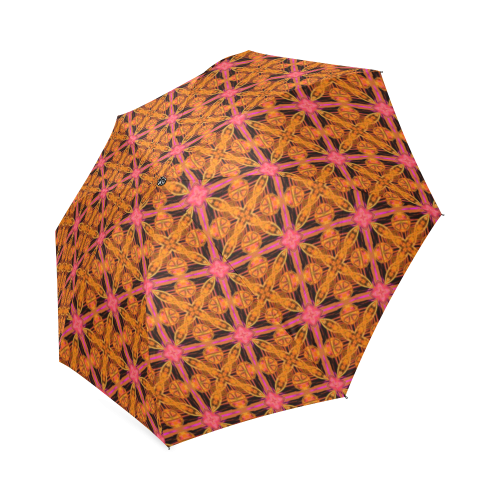 Peach Lattice Abstract Pink Snowflake Star Foldable Umbrella (Model U01)