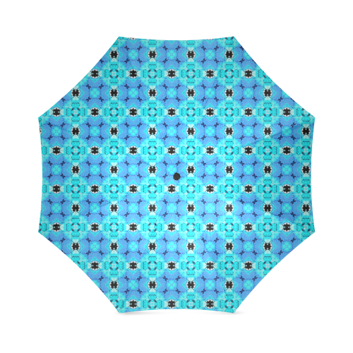 Vibrant Modern Abstract Lattice Aqua Blue Quilt Foldable Umbrella (Model U01)
