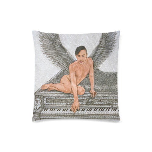 Angel And Piano Drawing Custom Zippered Pillow Case 18"x18" (one side)