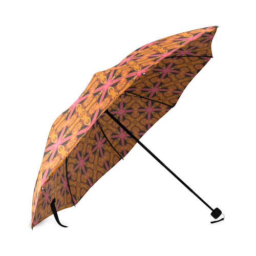 Peach Lattice Abstract Pink Snowflake Star Foldable Umbrella (Model U01)