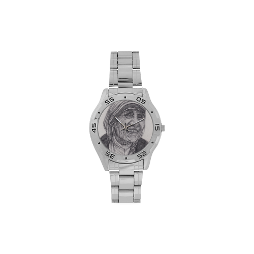 Mother Theresa Drawing Men's Stainless Steel Analog Watch(Model 108)
