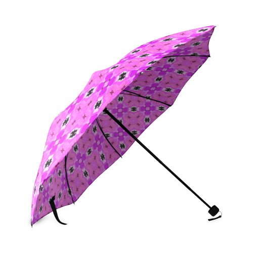 Circle Lattice of Floral Pink Violet Modern Quilt Foldable Umbrella (Model U01)