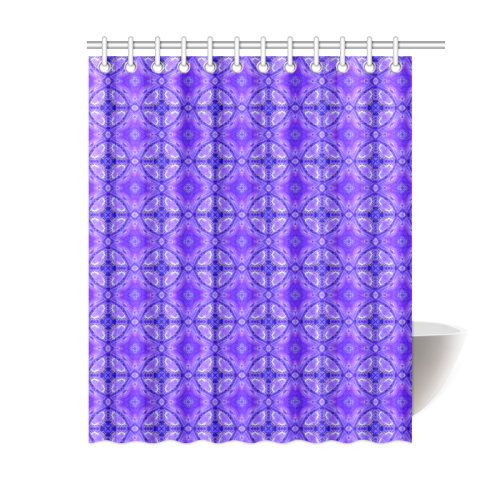 Purple Abstract Flowers, Lattice, Circle Quilt Shower Curtain 60"x72"