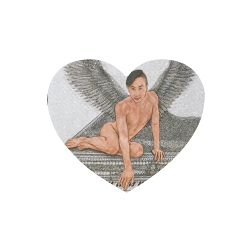 Angel And Piano Drawing Heart-shaped Mousepad