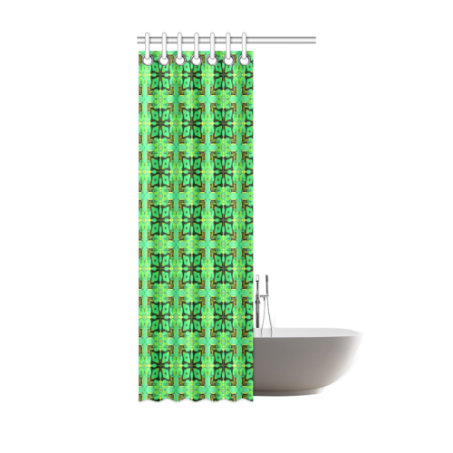 Green Gold Moroccan Lattice Diamonds Quilt Shower Curtain 36"x72"