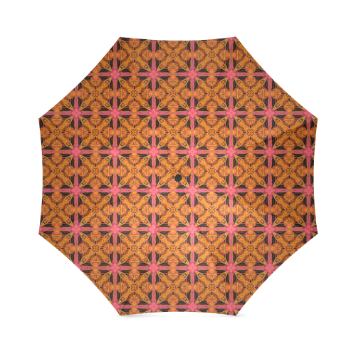 Peach Lattice Abstract Pink Snowflake Star Foldable Umbrella (Model U01)