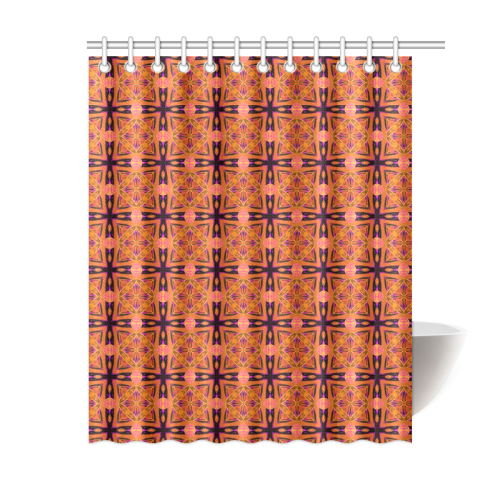 Peach Purple Abstract Moroccan Lattice Quilt Shower Curtain 60"x72"