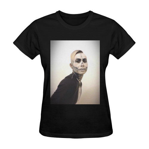 Skull And Tux Photograph Sunny Women's T-shirt (Model T05)