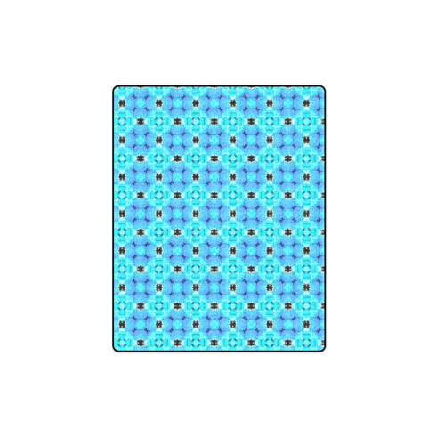Vibrant Modern Abstract Lattice Aqua Blue Quilt Blanket 40"x50"