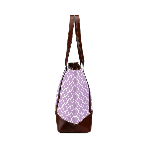 purple lilac white quatrefoil classic pattern Tote Handbag (Model 1642)
