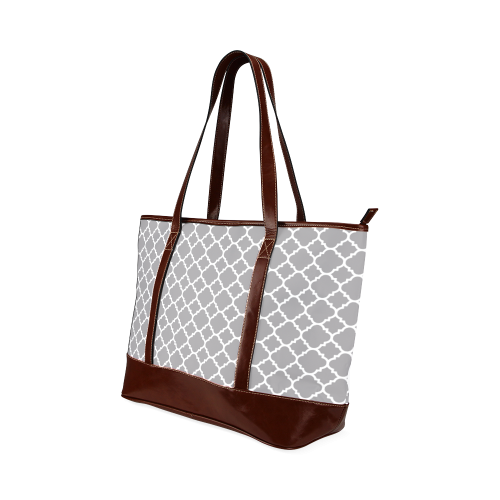 grey white quatrefoil classic pattern Tote Handbag (Model 1642)