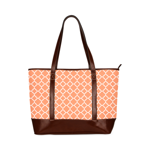 orange white quatrefoil classic pattern Tote Handbag (Model 1642)