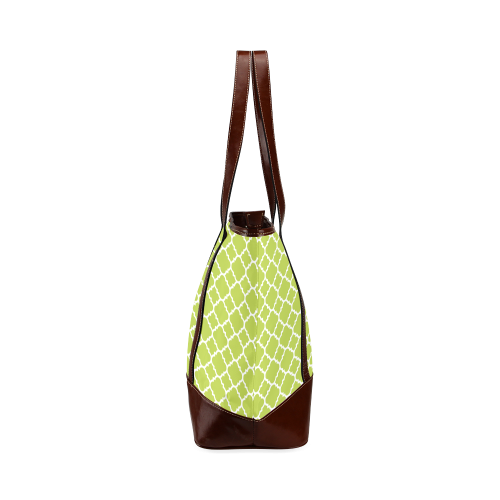 spring green white quatrefoil classic pattern Tote Handbag (Model 1642)