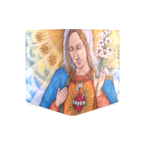 Immaculate Heart Of Virgin Mary Drawing Men's Leather Wallet (Model 1612)