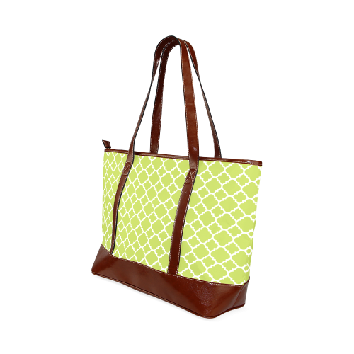 spring green white quatrefoil classic pattern Tote Handbag (Model 1642)