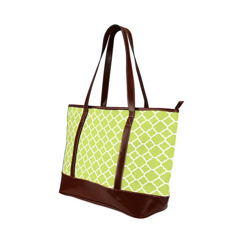 spring green white quatrefoil classic pattern Tote Handbag (Model 1642)
