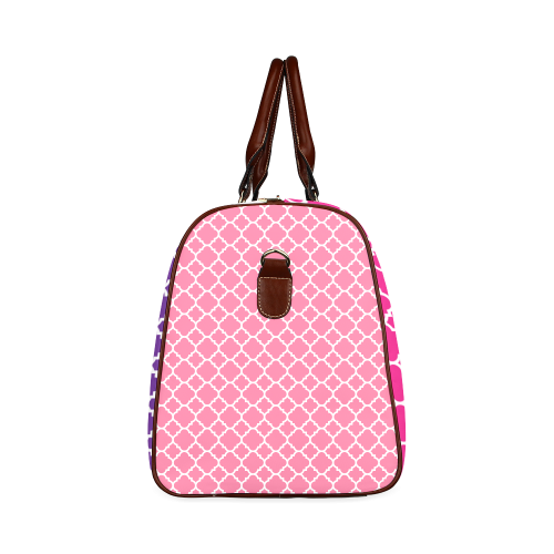 purple and pink quatrefoil classic pattern Waterproof Travel Bag/Large (Model 1639)