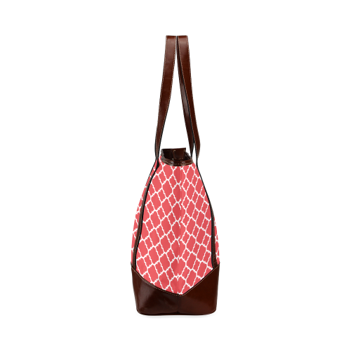 red white quatrefoil classic pattern Tote Handbag (Model 1642)