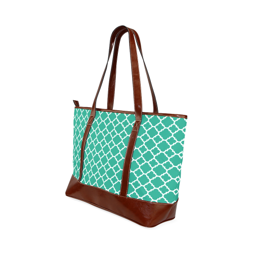 emerald green white quatrefoil classic pattern Tote Handbag (Model 1642)