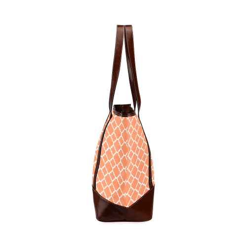 orange white quatrefoil classic pattern Tote Handbag (Model 1642)