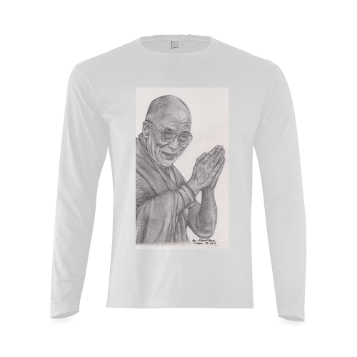 Dalai Lama Tenzin Gaytso Drawing Sunny Men's T-shirt (long-sleeve) (Model T08)