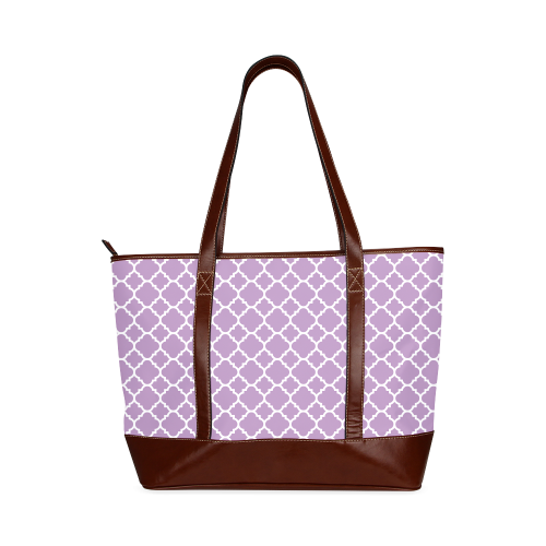 purple lilac white quatrefoil classic pattern Tote Handbag (Model 1642)