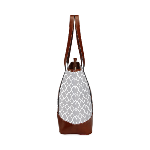 grey white quatrefoil classic pattern Tote Handbag (Model 1642)