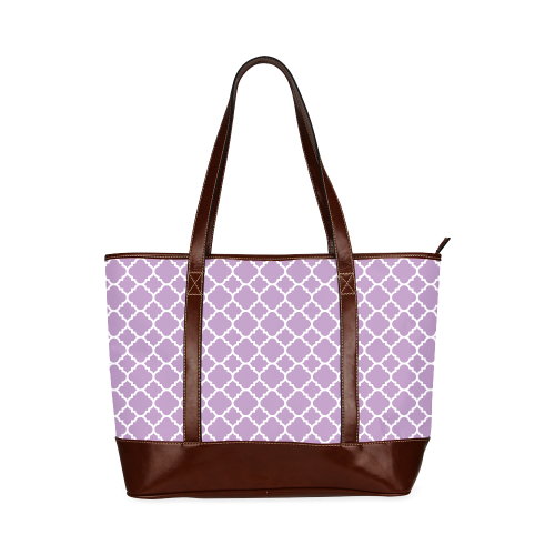 purple lilac white quatrefoil classic pattern Tote Handbag (Model 1642)