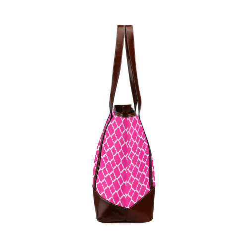 hot pink white quatrefoil classic pattern Tote Handbag (Model 1642)