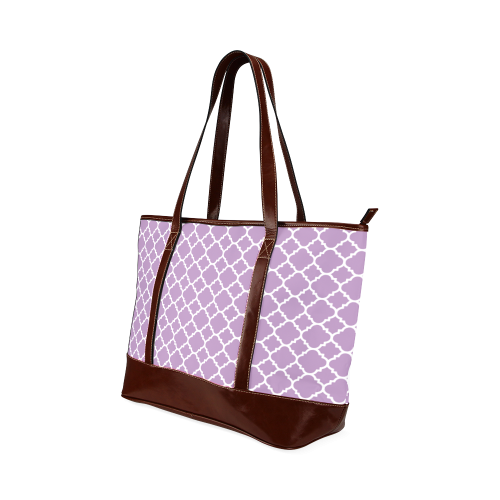 purple lilac white quatrefoil classic pattern Tote Handbag (Model 1642)