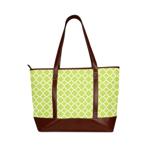 spring green white quatrefoil classic pattern Tote Handbag (Model 1642)