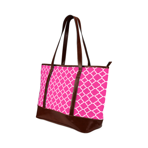 hot pink white quatrefoil classic pattern Tote Handbag (Model 1642)