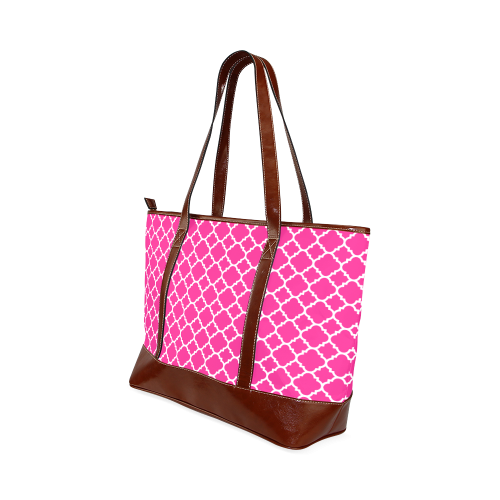 hot pink white quatrefoil classic pattern Tote Handbag (Model 1642)