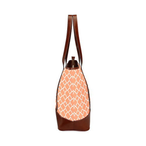orange white quatrefoil classic pattern Tote Handbag (Model 1642)
