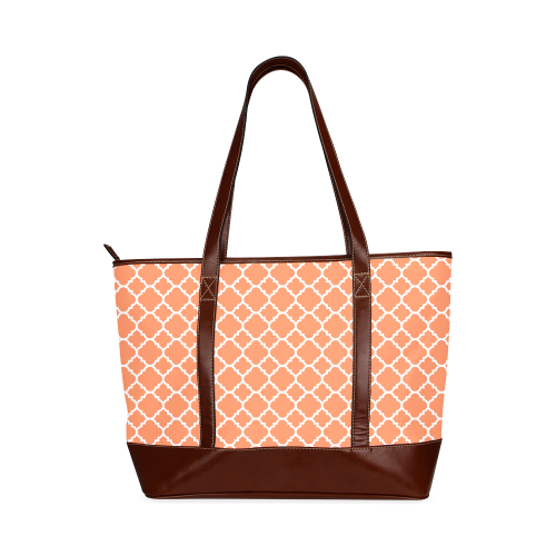 orange white quatrefoil classic pattern Tote Handbag (Model 1642)