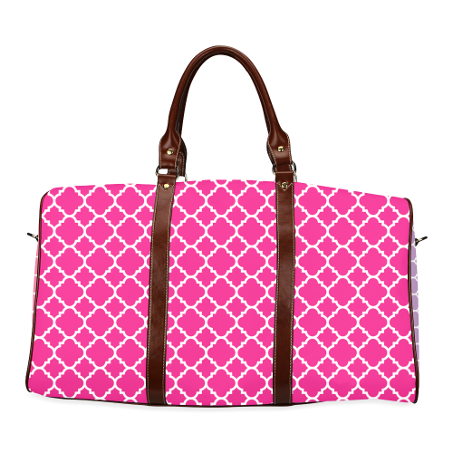 purple and pink quatrefoil classic pattern Waterproof Travel Bag/Large (Model 1639)