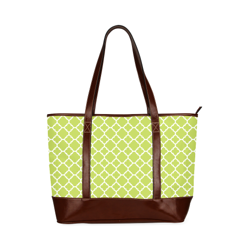 spring green white quatrefoil classic pattern Tote Handbag (Model 1642)