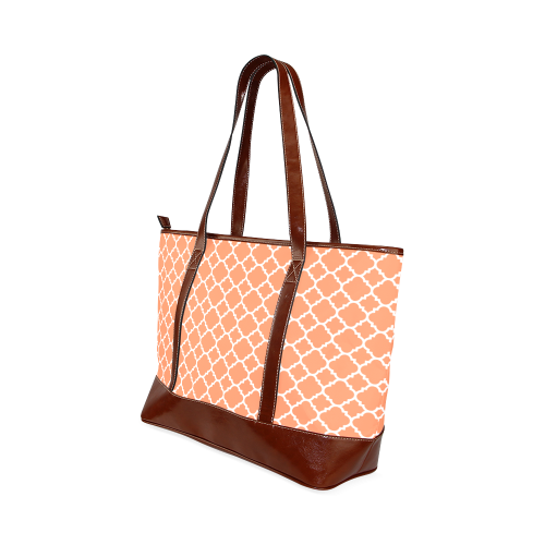 orange white quatrefoil classic pattern Tote Handbag (Model 1642)