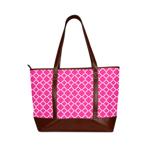 hot pink white quatrefoil classic pattern Tote Handbag (Model 1642)