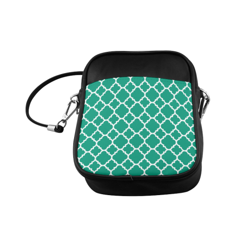 emerald green white quatrefoil classic pattern Sling Bag (Model 1627)