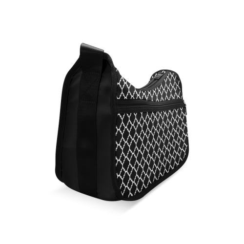 black white quatrefoil classic pattern Crossbody Bags (Model 1616)