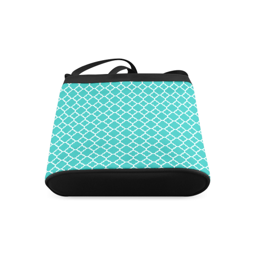 turquoise white quatrefoil classic pattern Crossbody Bags (Model 1613)