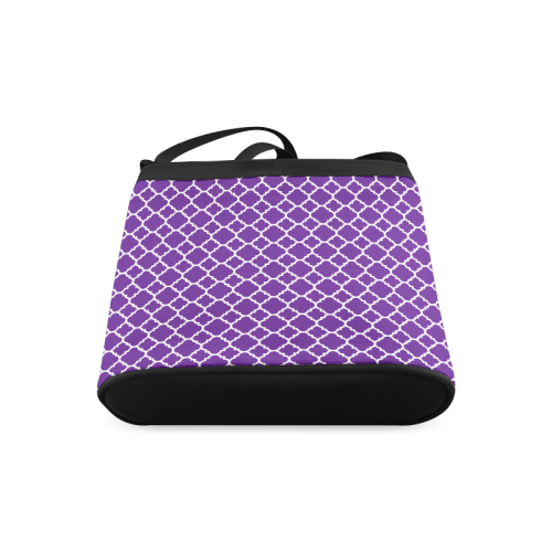 royal purple white quatrefoil classic pattern Crossbody Bags (Model 1613)