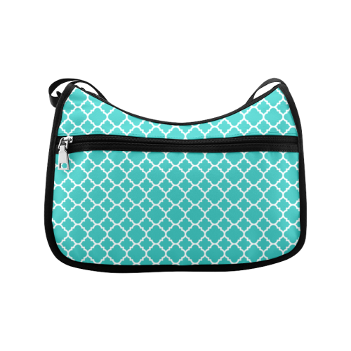 turquoise white quatrefoil classic pattern Crossbody Bags (Model 1616)