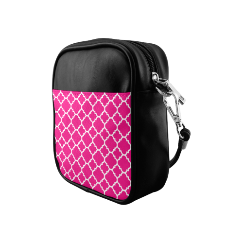 hot pink white quatrefoil classic pattern Sling Bag (Model 1627)