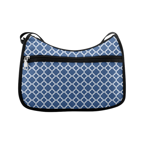 dark blue white quatrefoil classic pattern Crossbody Bags (Model 1616)