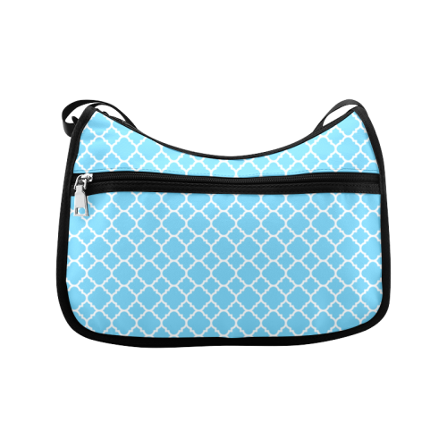 bright blue white quatrefoil classic pattern Crossbody Bags (Model 1616)