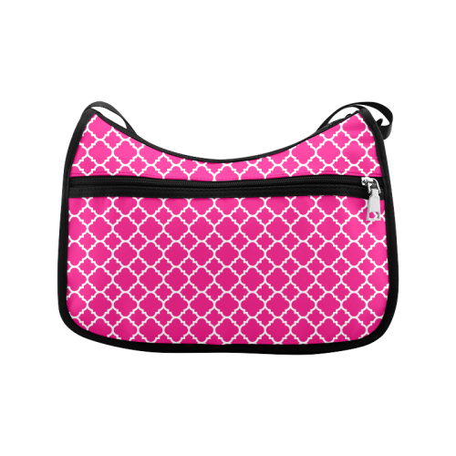 hot pink white quatrefoil classic pattern Crossbody Bags (Model 1616)