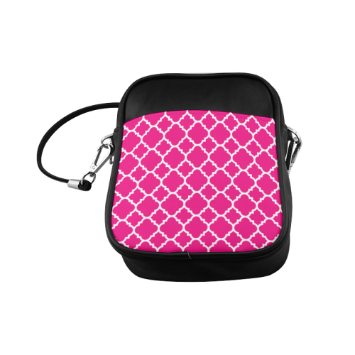 hot pink white quatrefoil classic pattern Sling Bag (Model 1627)